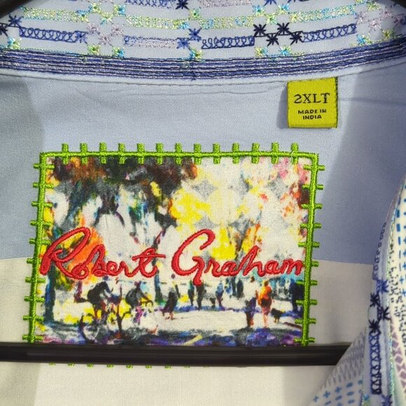 Robert Graham Shirt Men's 2XLT Tall Multicolor Flip Cuff Long Sleeve Button Up - Picture 4 of 11